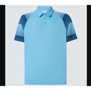 Oakley Golf Polo Aviator Blue Dot Sleeve Athletic Performance UV Protection SM